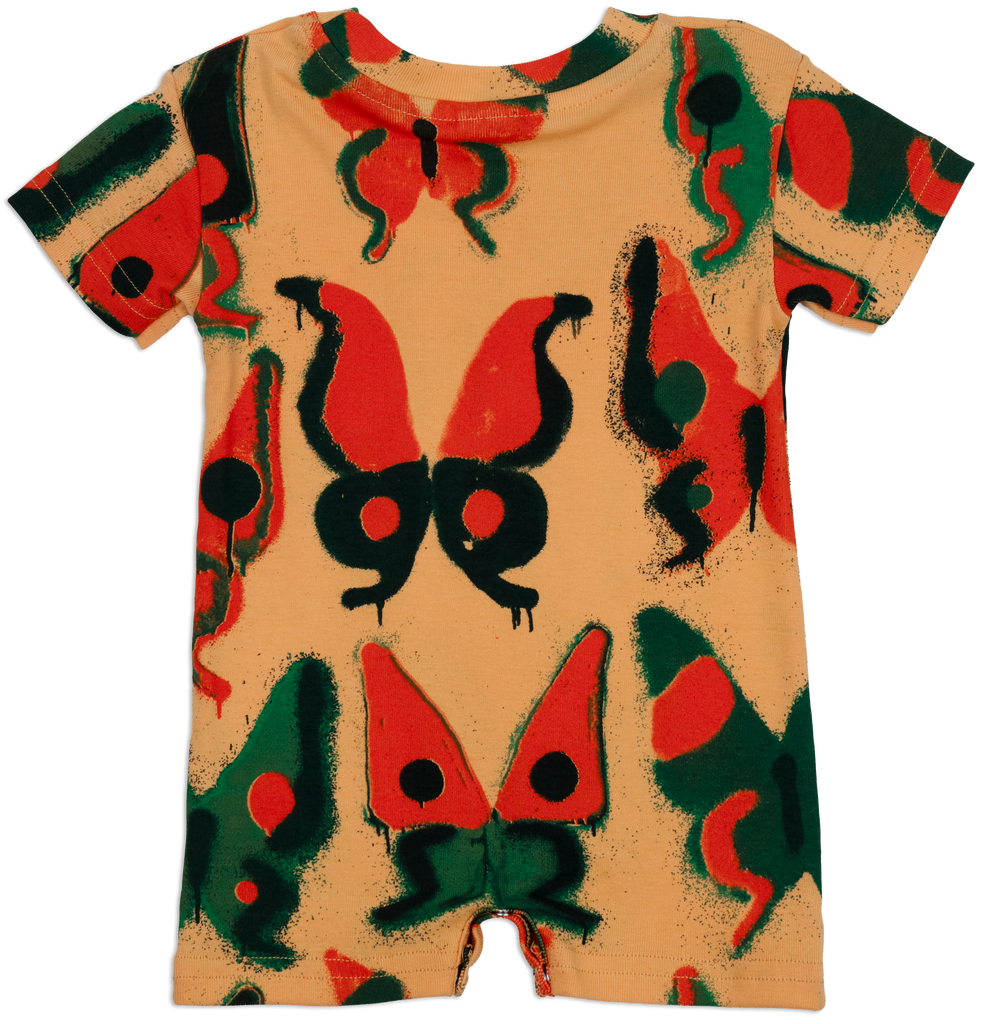 "Cantaloupe Butterfly" Baby Rib Romper