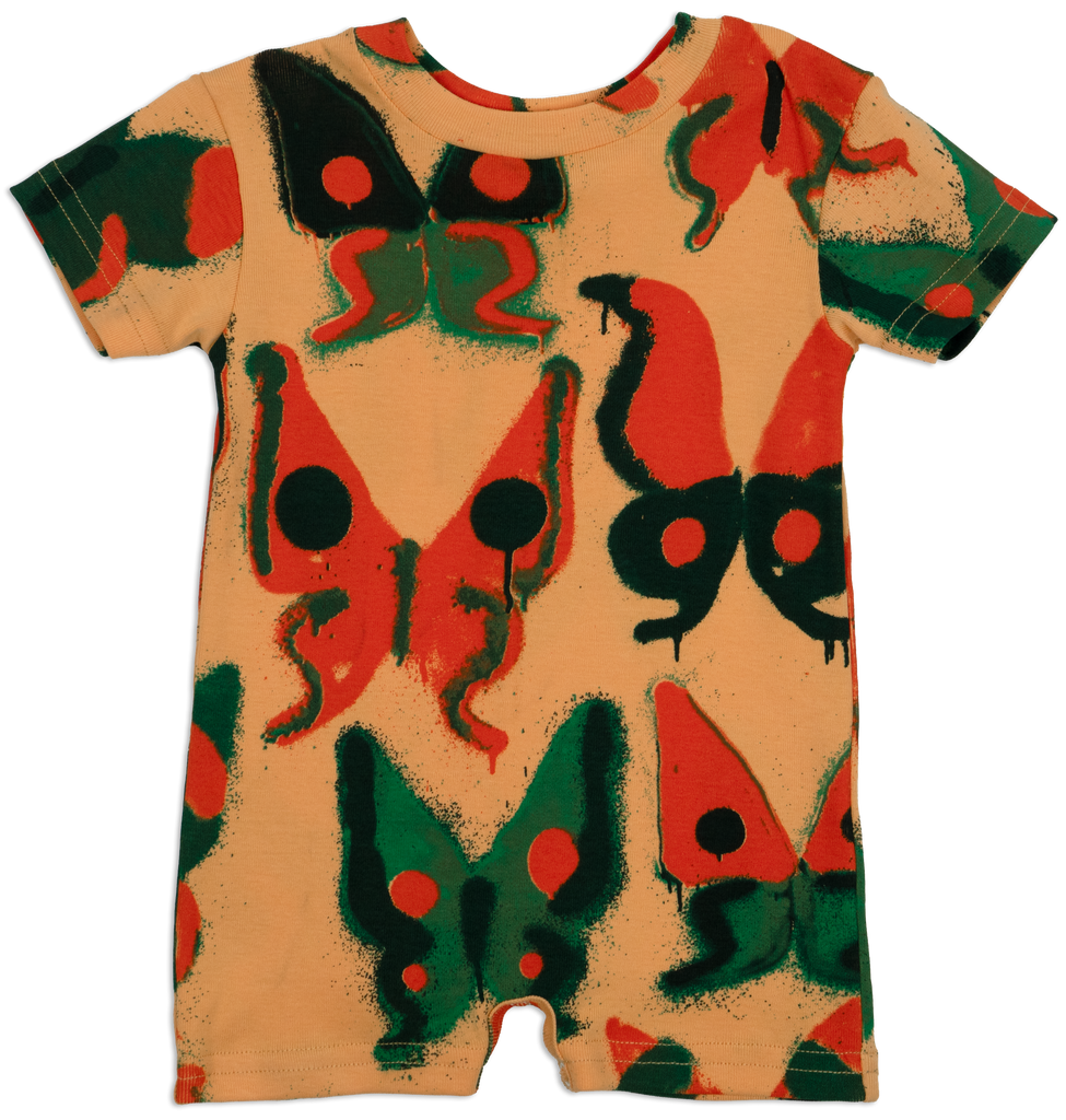"Cantaloupe Butterfly" Baby Rib Romper