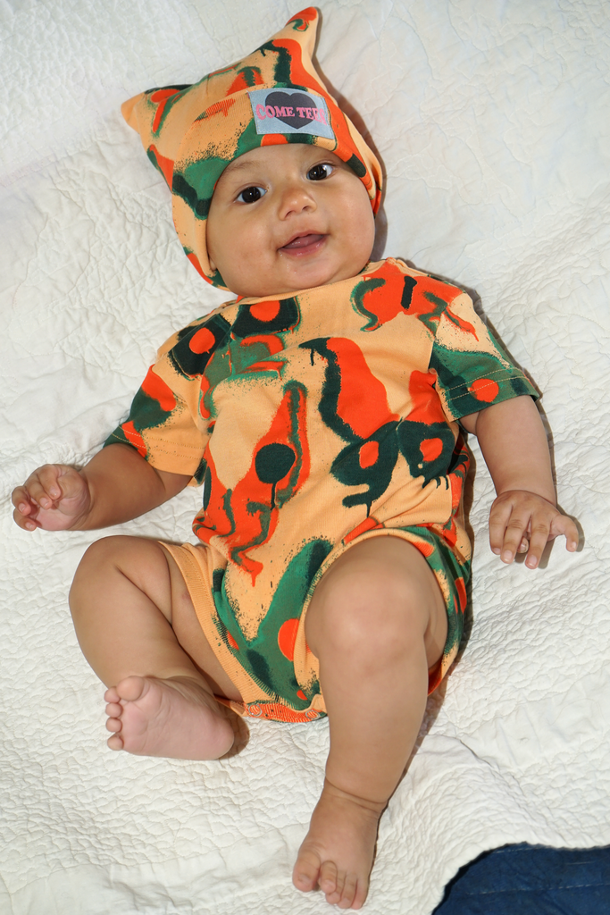 "Cantaloupe Butterfly" Baby Rib Romper