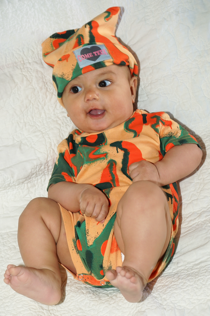 "Cantaloupe Butterfly" Baby Rib Romper