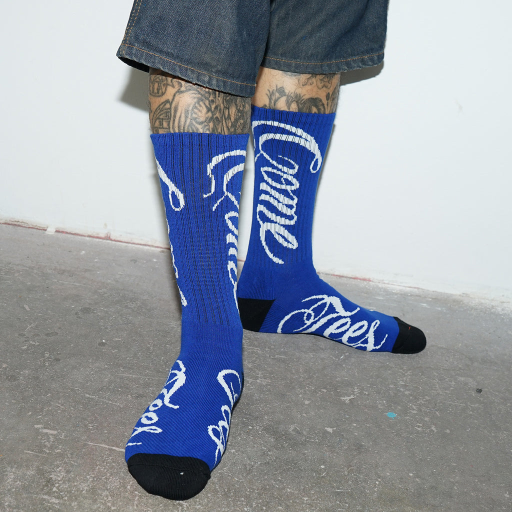 Cursive Logo Socks "Blue"