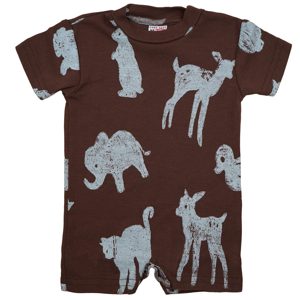 "Animal Crackers" S/S Baby Romper Coco