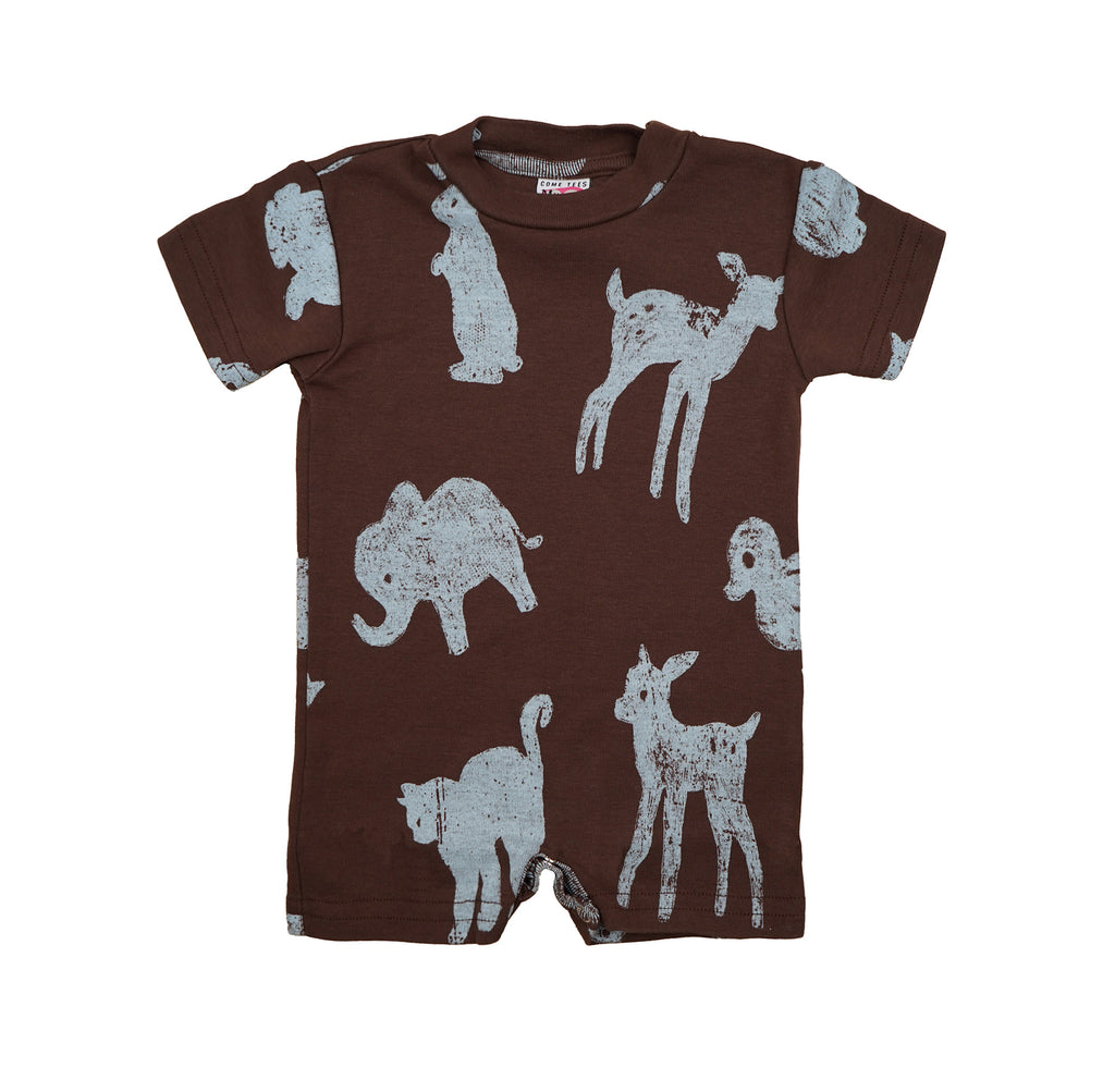 "Animal Crackers" S/S Baby Romper Coco