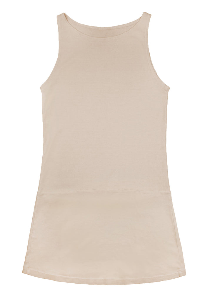 "The Crystal Ship" Drop-Waist Cotton Dress - Faded Peach
