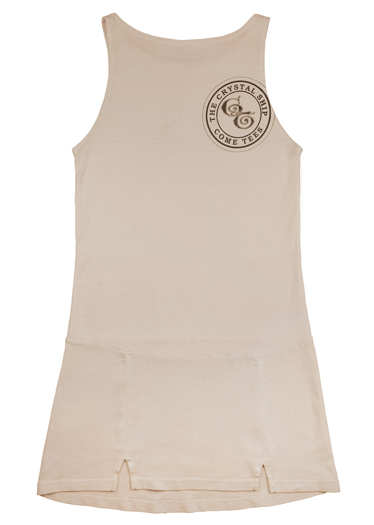 "The Crystal Ship" Drop-Waist Cotton Dress - Faded Peach