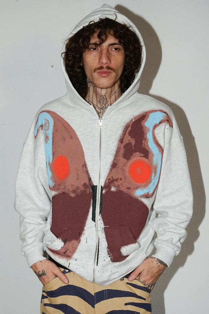 Spray Butterfly Zip Up Hoodie