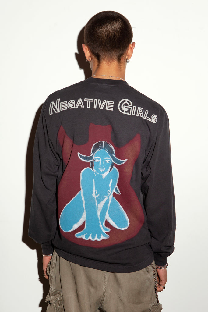 Negative Girl Long Sleeve Tee "Faded Black"