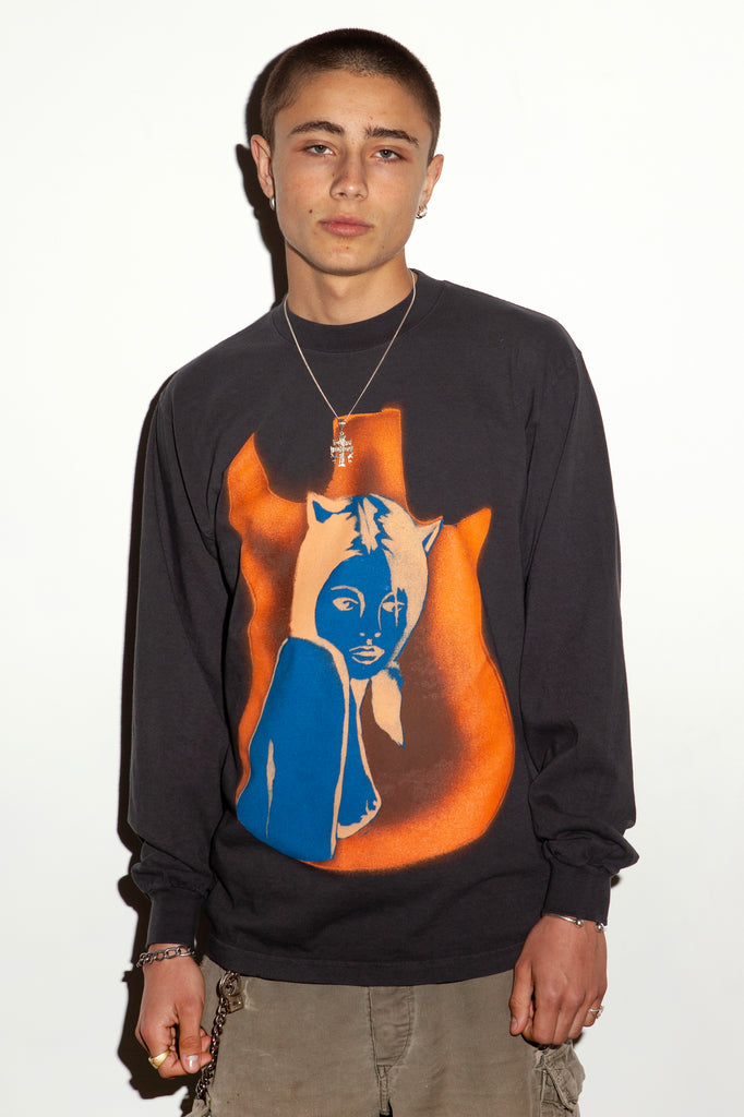 Negative Girl Long Sleeve Tee "Faded Black"